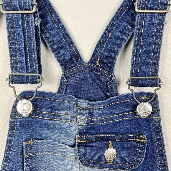 WallFlower Girl Bib Overalls Size 7/8 Blue Denim Distressed Farmcore Heritage - Picture 4 of 11